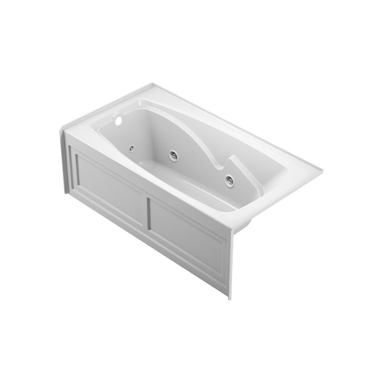 Cetra 60" White Acrylic Alcove Whirlpool Bathtub with Jets
