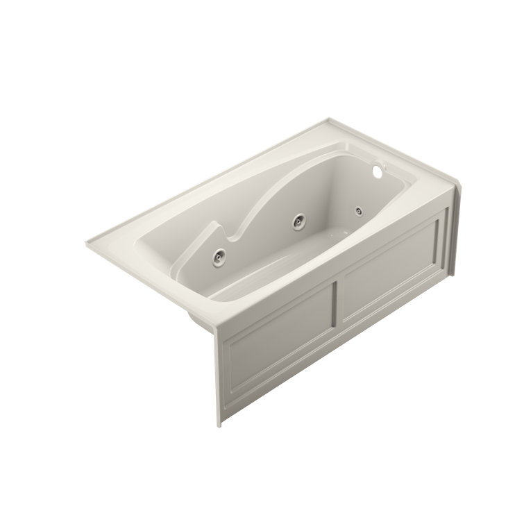 Cetra 60" x 32" White Acrylic Alcove Whirlpool Bathtub