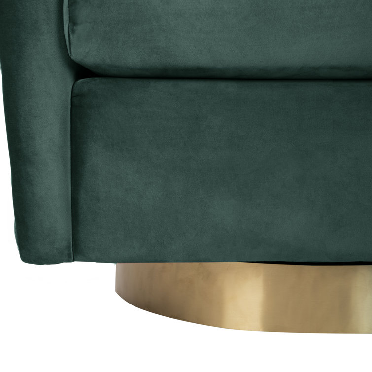 Emerald Velvet Swivel Barrel Chair with Gold Accents