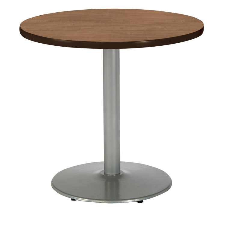 River Cherry and Silver Round Dining Table with Laminate Top