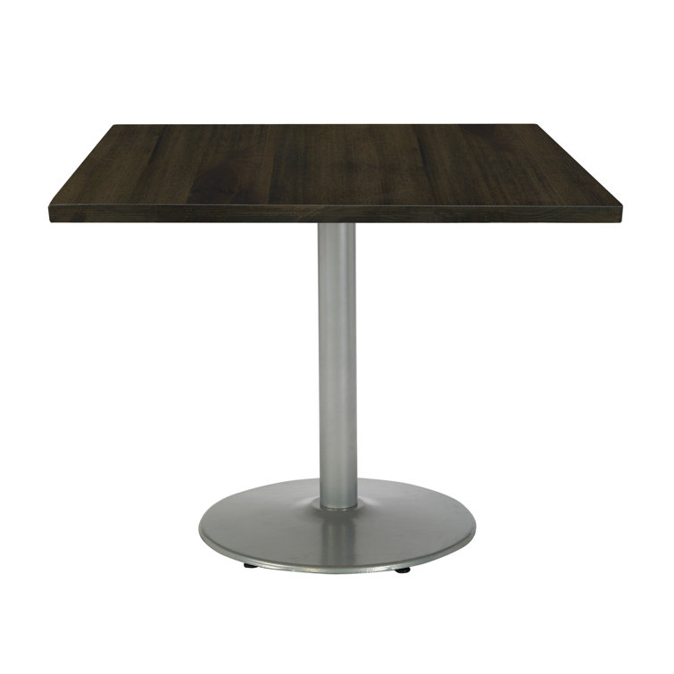 Urban Loft Reclaimed Poplar Wood Square Bar Table in Barnwood and Silver