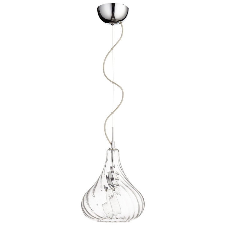 Winding 9" Chrome Finish Clear Glass Single Pendant Light