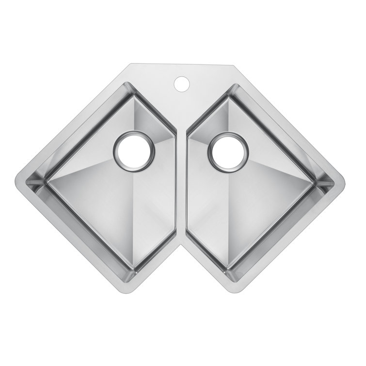 Montague 33'' Stainless Steel Double Bowl Corner Undermount Sink