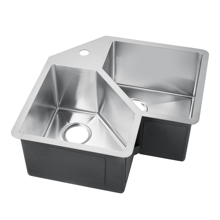 Montague 33'' Stainless Steel Double Bowl Corner Undermount Sink