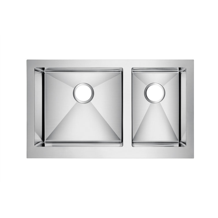 Corazon 33'' Stainless Steel Double Bowl Farmhouse Sink