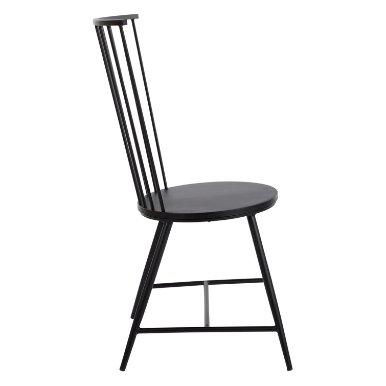 Sleek Minimalist Windsor Metal Side Chair in Black