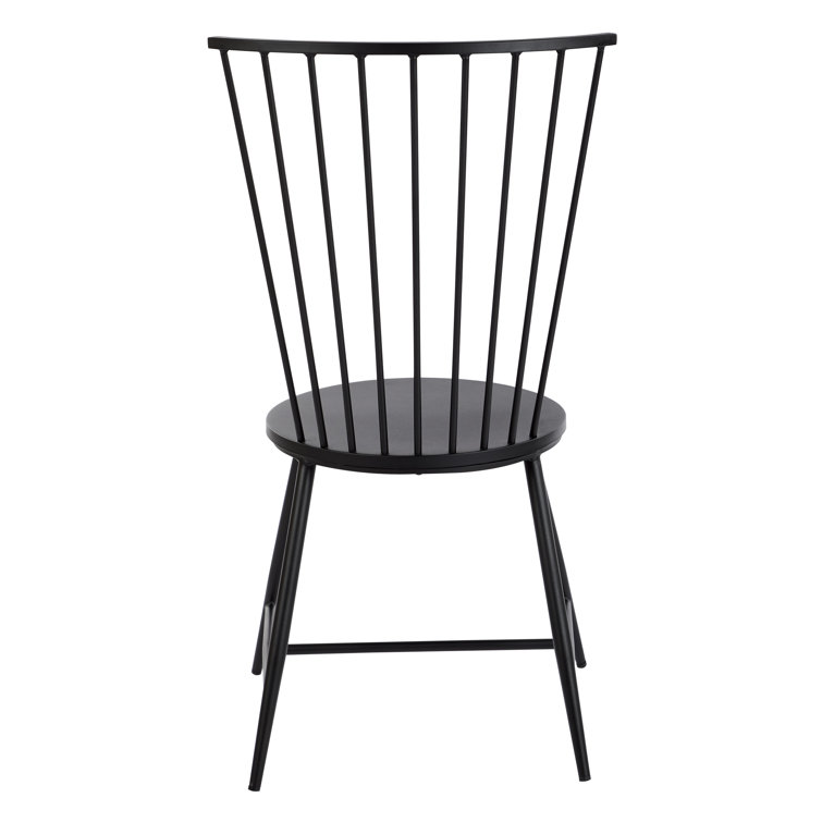 Sleek Minimalist Windsor Metal Side Chair in Black