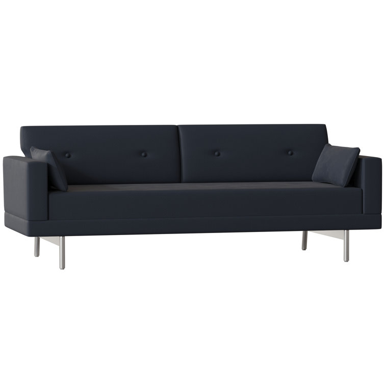 Edwards Navy Queen Sleeper Sofa with Brushed Stainless Steel Legs