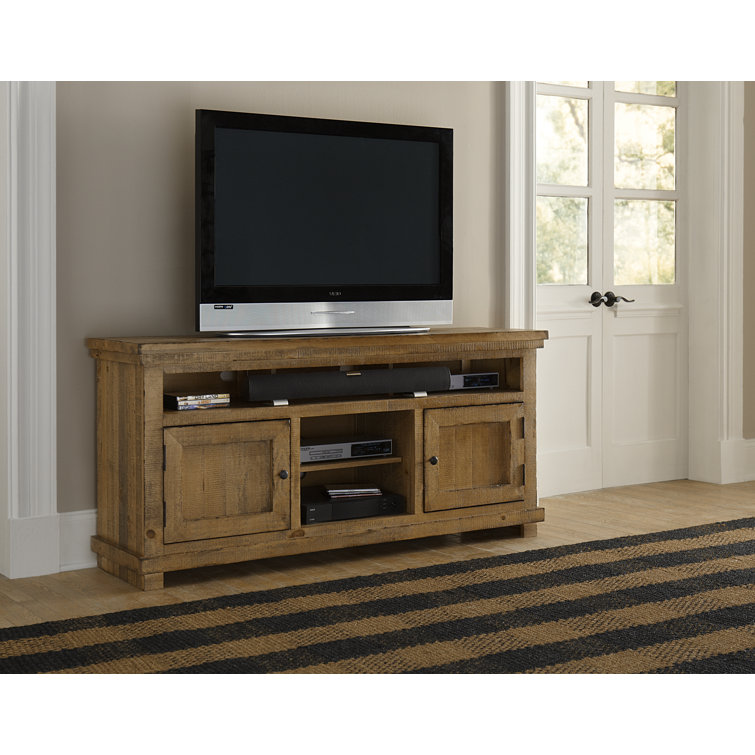 Distressed Pine 64'' Media Console with Cabinets