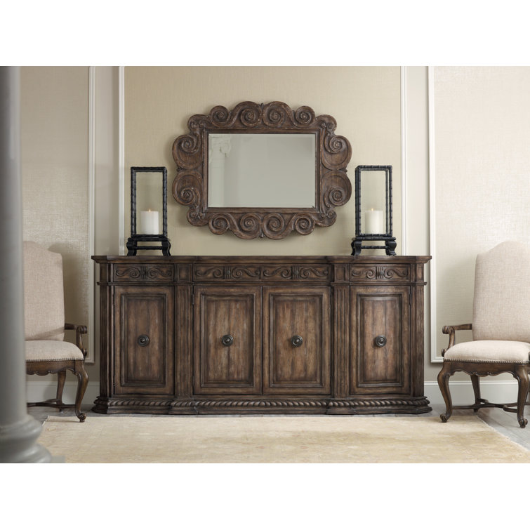 Rhapsody Traditional Walnut 96'' Sideboard with Carved Accents