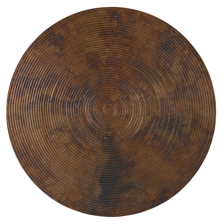 Parkcrest 35'' Round Brown/Black Metal Coffee Table with Aged Copper Top
