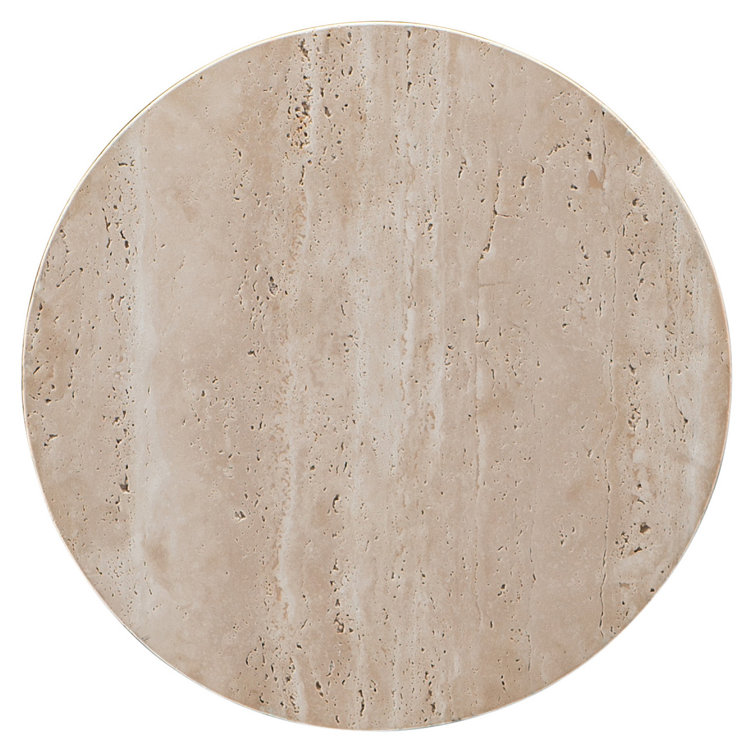 Round Gold and Beige Stone Top End Table