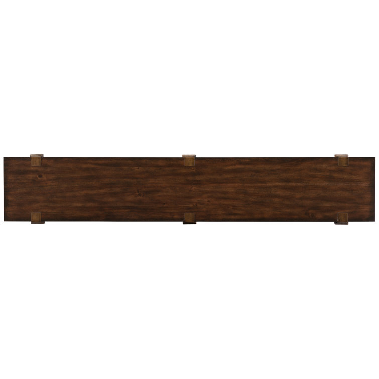 Traditional Brown Solid Wood Rectangular Console Table with Storage