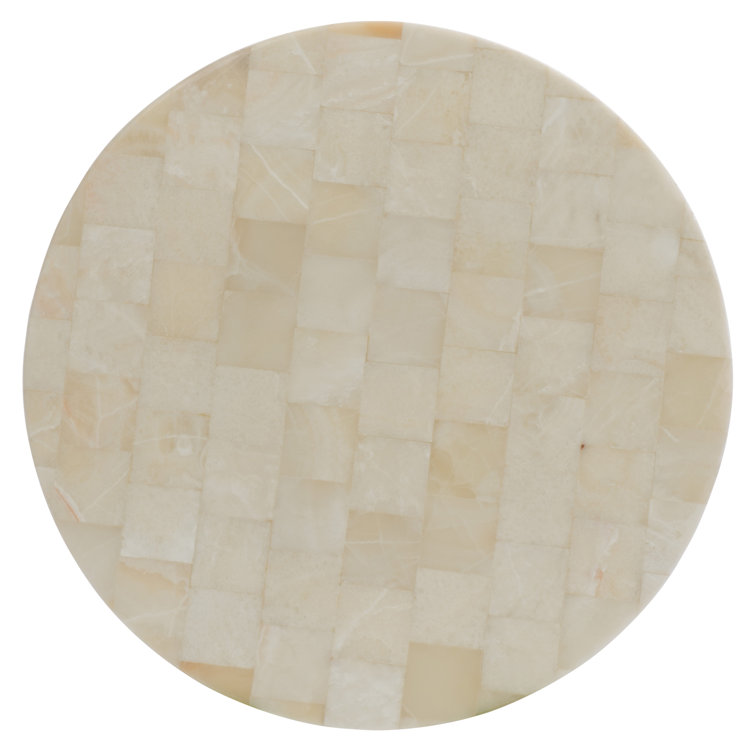 Round White Marble and Gold Coffee Table