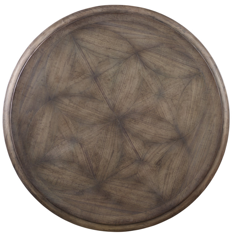 Round Brown and White Wood Transitional Dining Table