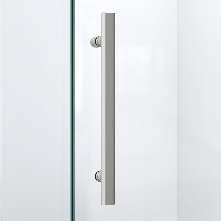 Neo-Angle Frameless Clear Glass Hinged Shower Enclosure with Black Hardware