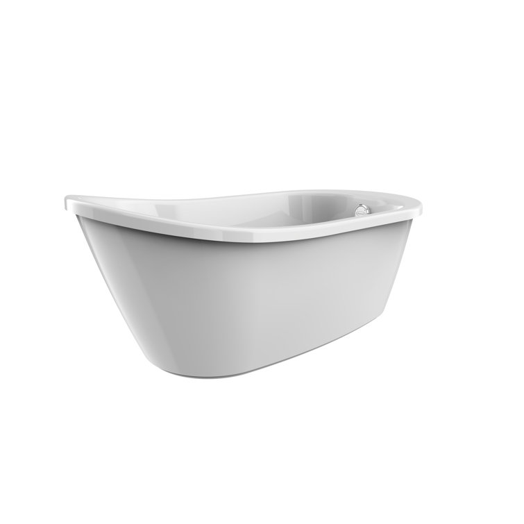 Piccolo 59" White Acrylic Freestanding Soaking Bathtub with Chrome Faucet