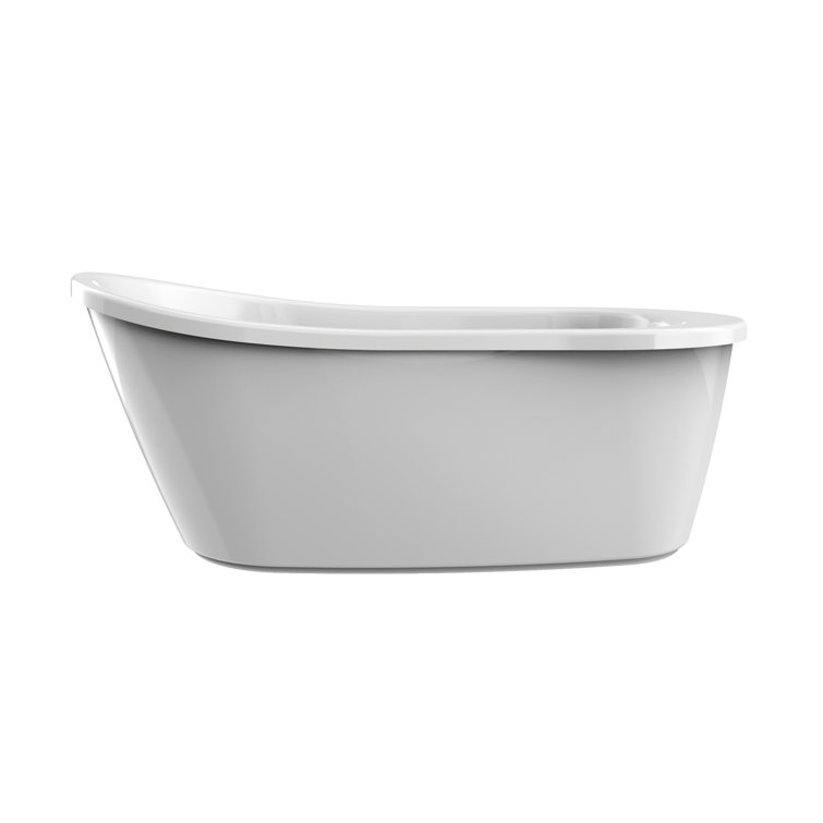 Piccolo 59" White Acrylic Freestanding Soaking Bathtub with Chrome Faucet