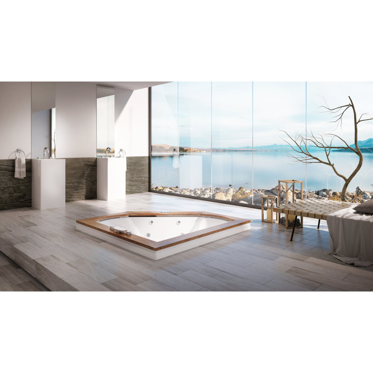 Fuzion 66" White Acrylic Corner Whirlpool Bathtub