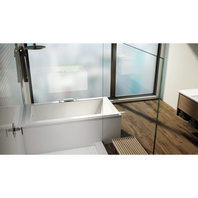 Elara 66" White Acrylic Drop-In Soaking Bathtub