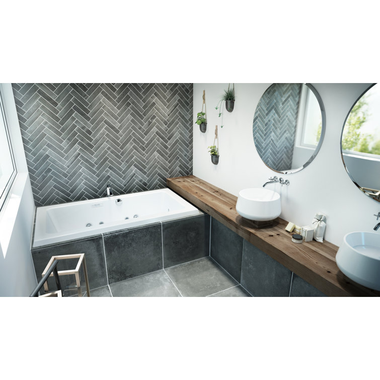 Sia 66" White Acrylic Drop-In Whirlpool Bathtub with Jets
