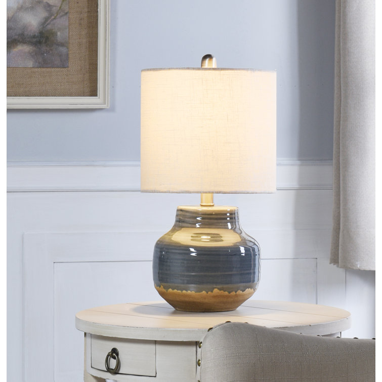 Prova 20" Grey Ceramic Table Lamp with Beige Hardback Shade