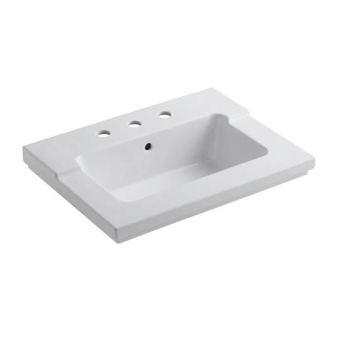 White Ceramic Vanity-Top Bathroom Sink with Single Faucet Hole