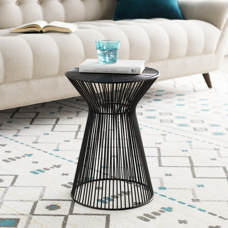 Black Metal Round Pedestal End Table