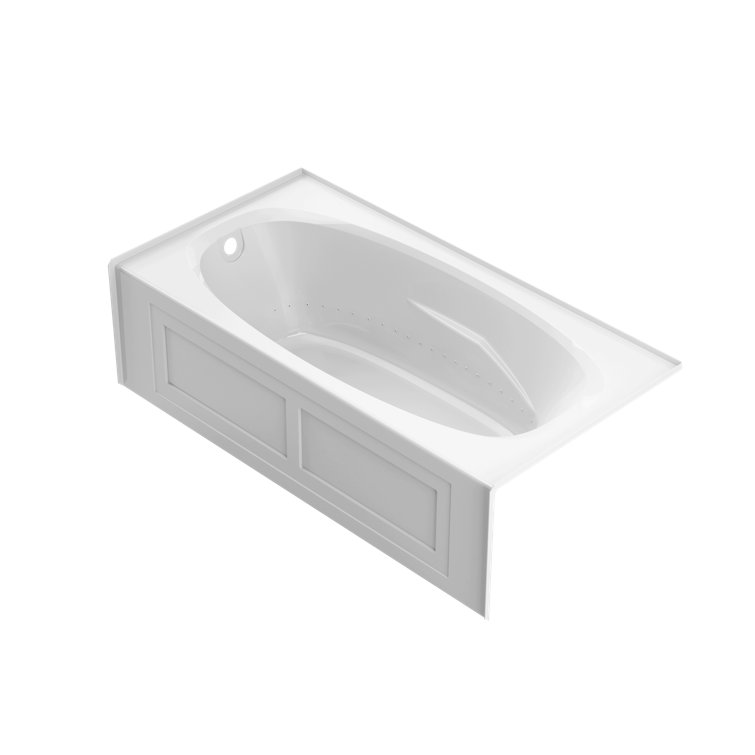 Amiga 72'' White Acrylic Alcove Bathtub with Jets