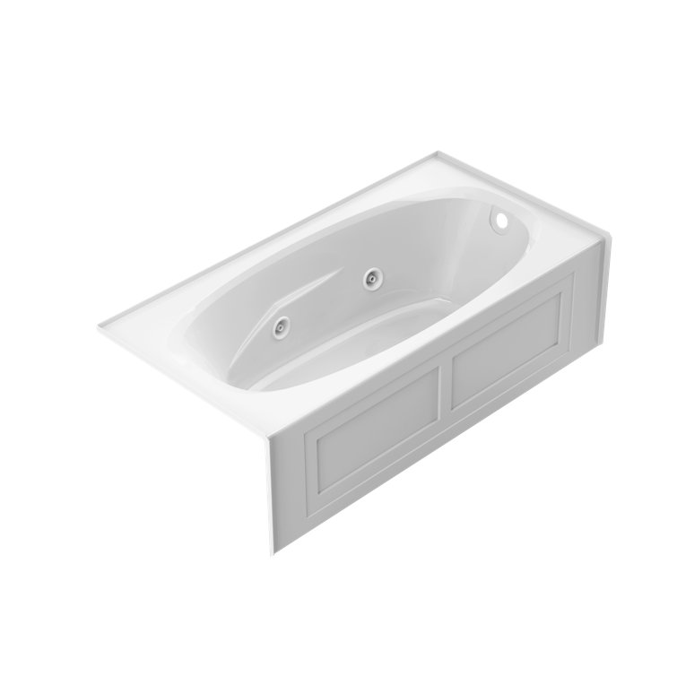Amiga 72" x 36" White Acrylic Alcove Whirlpool Bathtub