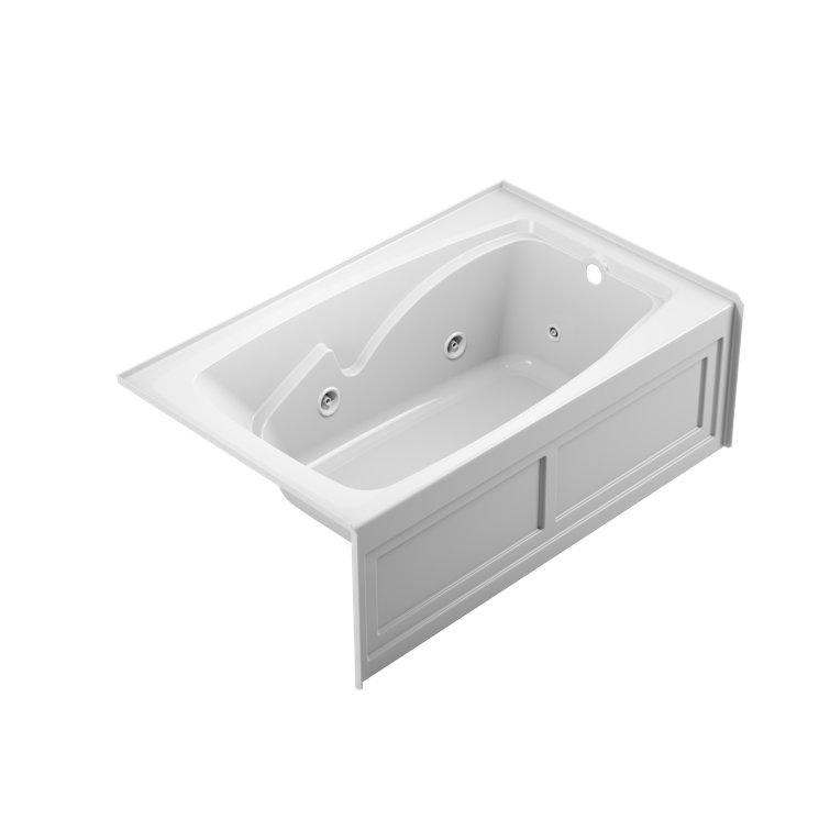 Cetra 60" x 36" White Acrylic Alcove Whirlpool Bathtub