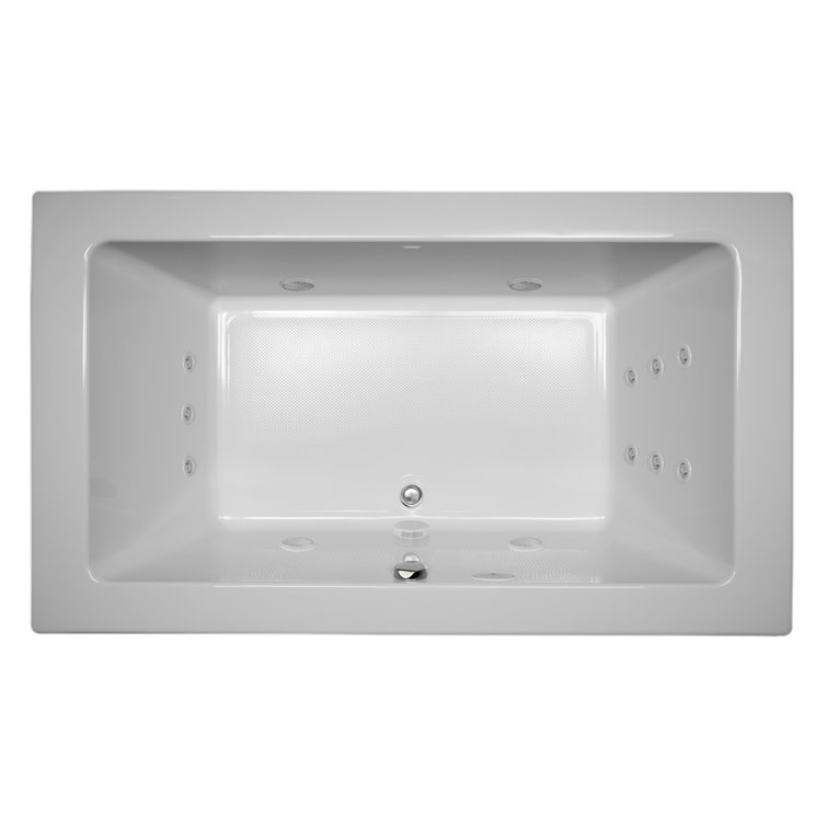Sia White Acrylic 66" x 36" Drop-In Whirlpool Bathtub