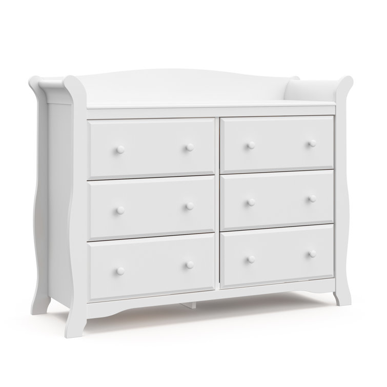 Avalon Sleek White 6-Drawer Nursery Dresser with Ball Bearing Glides