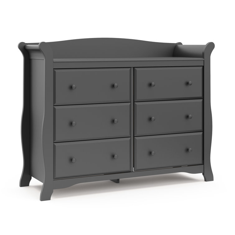 Gray Double Nursery Dresser with Six Drawers