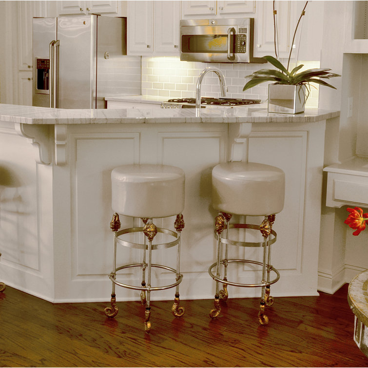 Putty Leather and Metal Backless Counter Stool