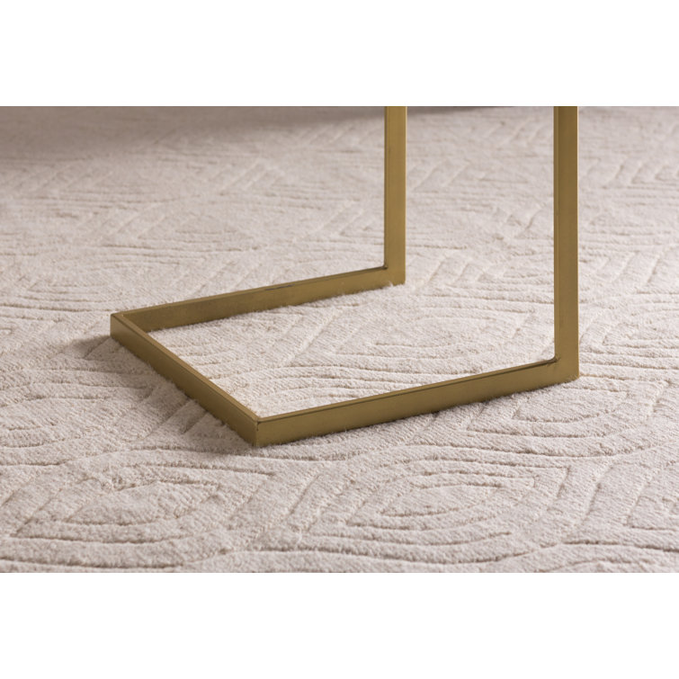 Antique Gold & White Marble Square End Table