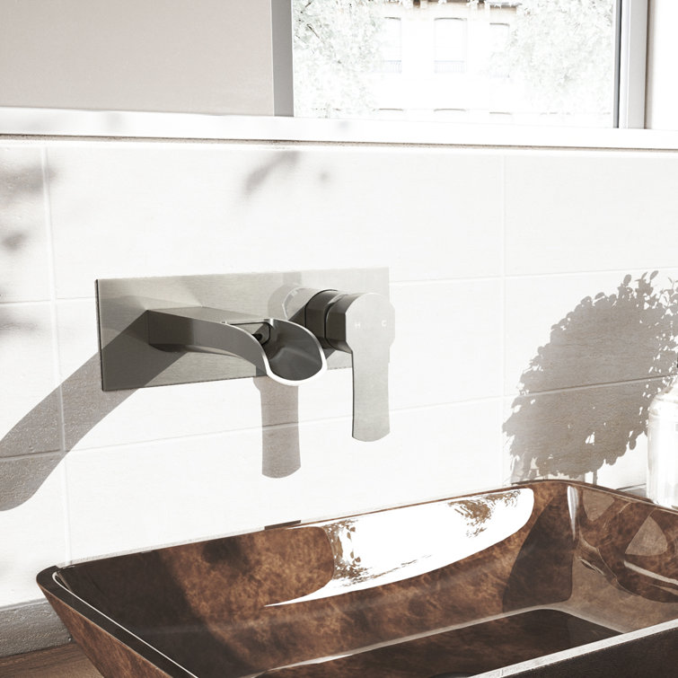 Cornelius 9 7/8" Black and Nickel Modern Wall Mounted Faucet