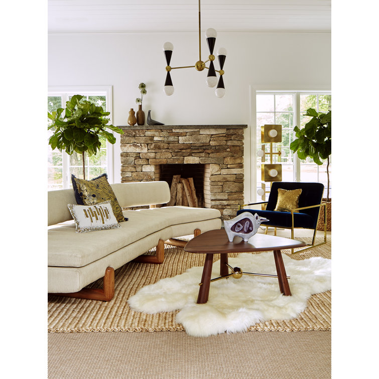 Sleek Black and Brass Sputnik 6-Light Chandelier