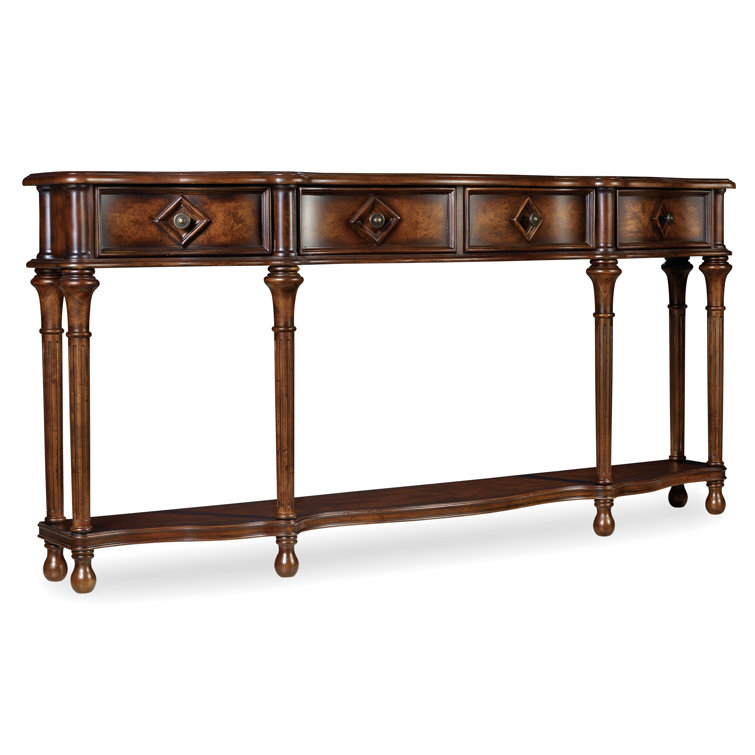 Brown Transitional Wood Console Table with Storage and Drawers