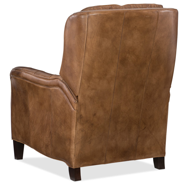 Traditional Handcrafted Brown Leather Recliner with Tapered Wood Legs
