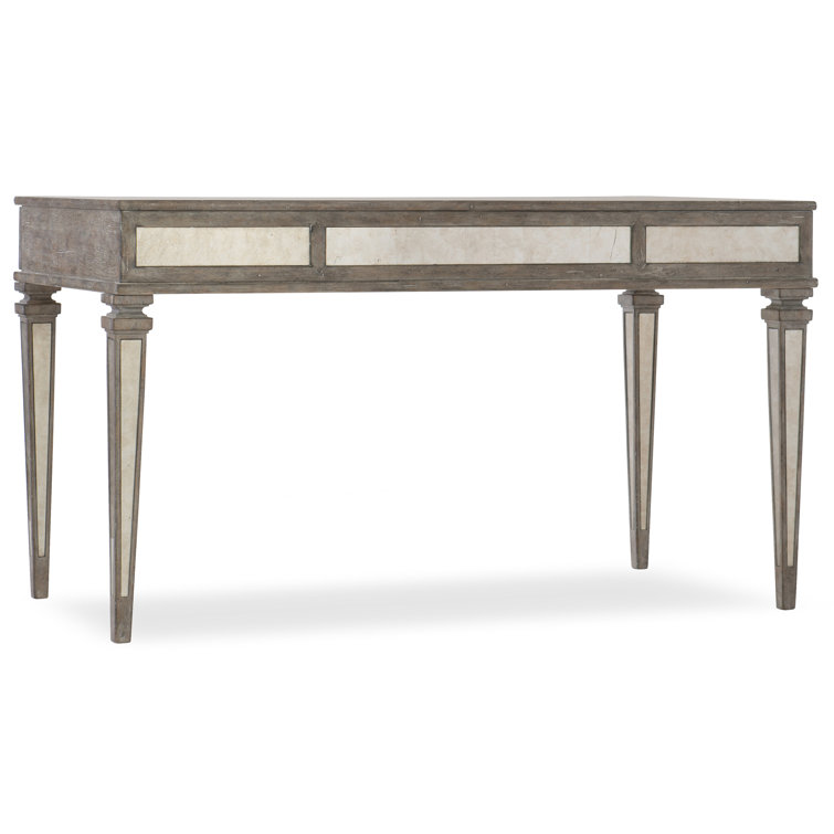 White Traditional Solid Wood Home Office Desk with Drawers