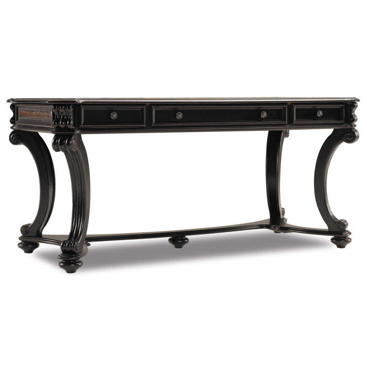 Black Traditional Wood Home Office Desk with Drawers