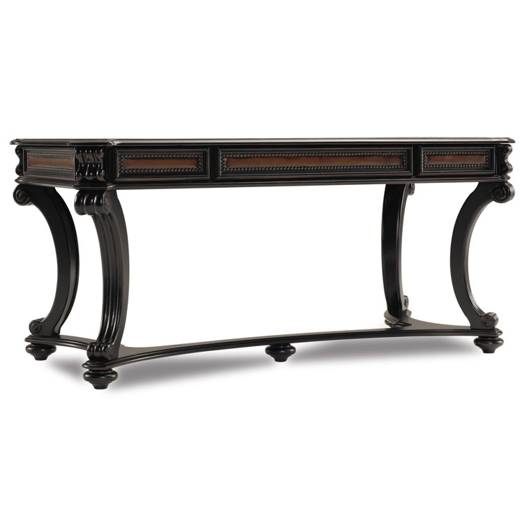 Black Traditional Wood Home Office Desk with Drawers