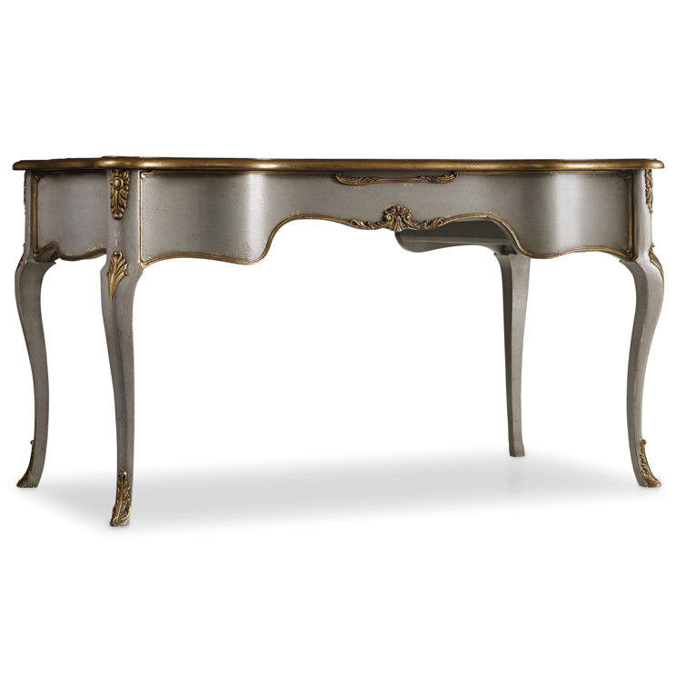 Gray French Country Wood Writing Desk with Drawers
