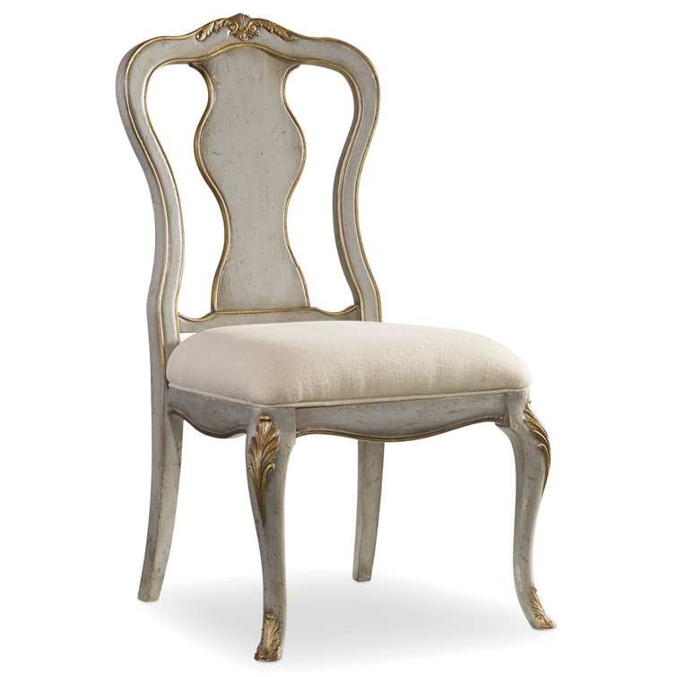 Gray and Gold French Country Upholstered Desk Chair