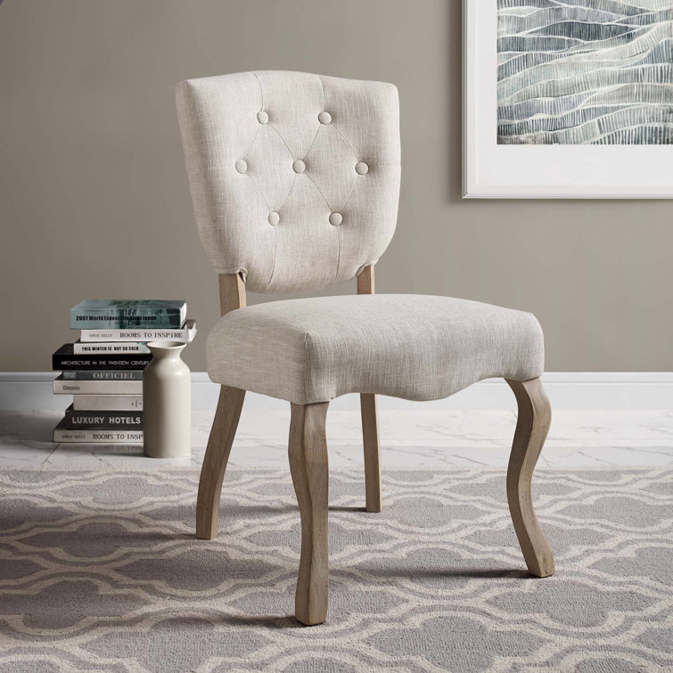 Chic Array Vintage French Beige Velvet Side Chair