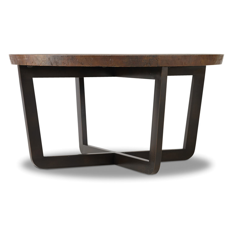 Parkcrest 35'' Round Brown/Black Metal Coffee Table with Aged Copper Top