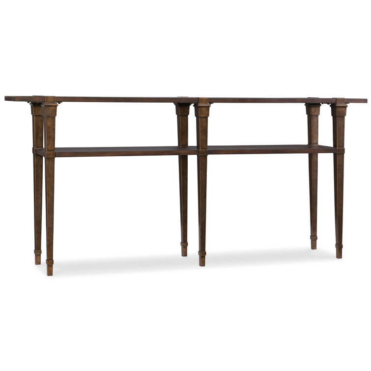 Transitional Acacia and Metal Console Table with Storage Shelf