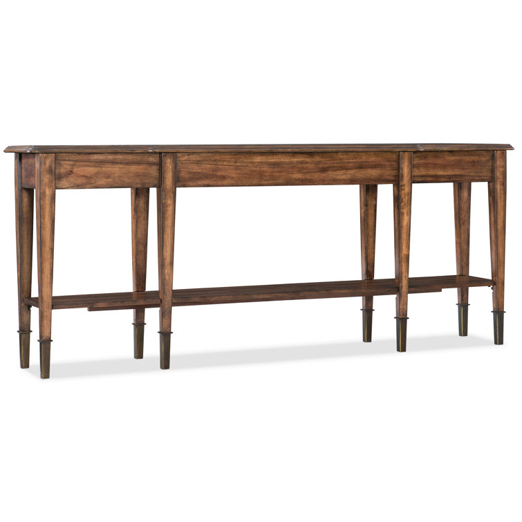 Traditional Brown Solid Wood Rectangular Console Table with Storage
