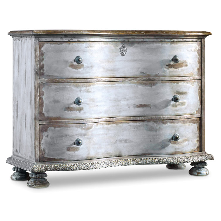 Blue Distressed 3-Drawer Traditional Wood Dresser